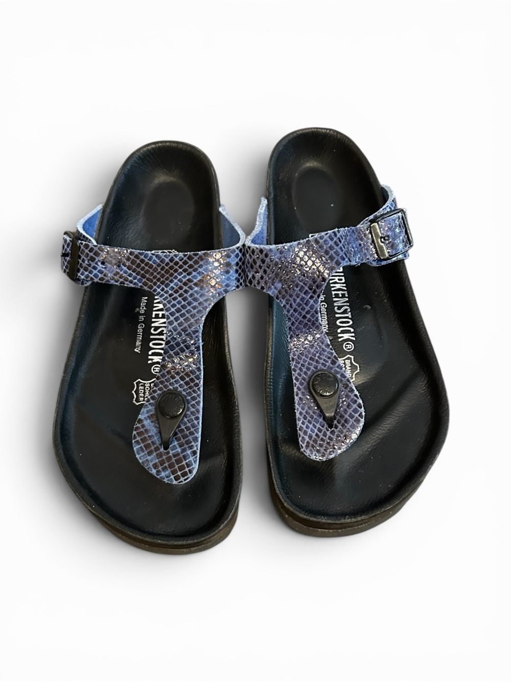 Birkenstock Gizeh Snake-Print Thong Sandals in Purple and Black summer classic